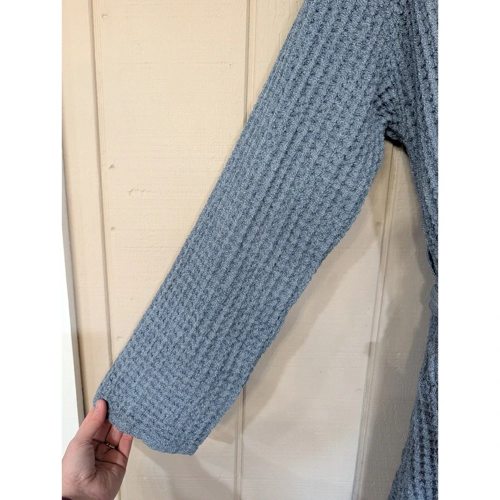 Onsen Hooded Waffle Robe Denim Blue Size L Supima Cotton Luxury Spa Huckberry‎
